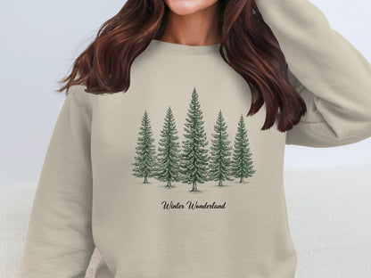 Winter Wonderland Sweater with Evergreen Trees Design