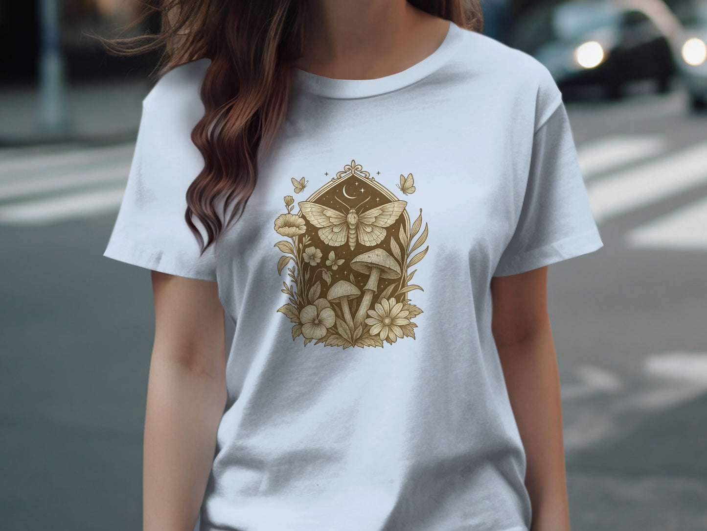 Mystical Moth and Mushroom Design T-shirt product
