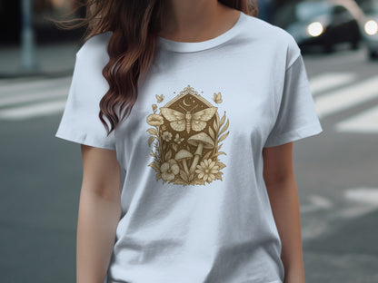 Mystical Moth and Mushroom Design T-shirt product