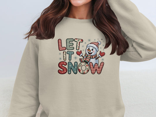 Let It Snow Graphic Sweatshirt with Snowman Design