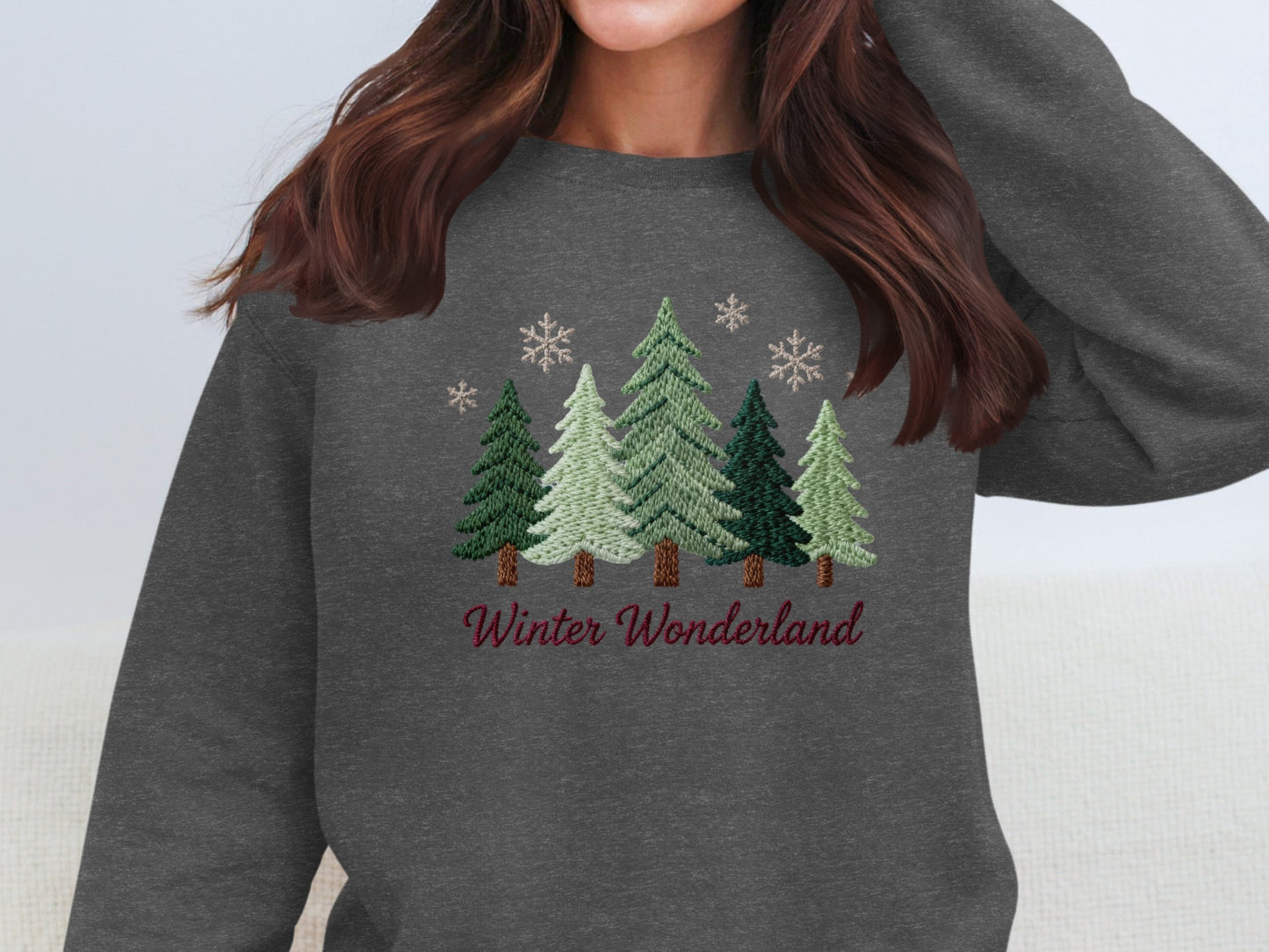 Winter Wonderland with Trees and Snowflakes Sweatshirt