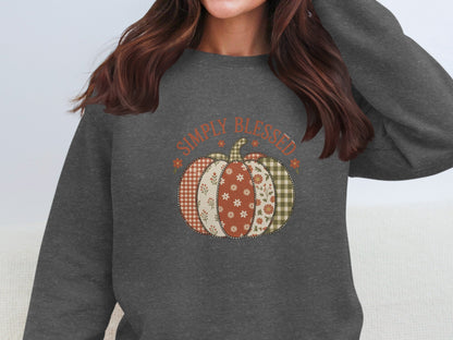 Simply Blessed Pumpkin Print Long Sleeve Shirt