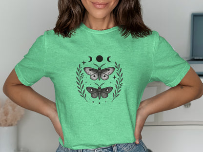 Mystical Butterfly Moon Phases Graphic Tee Shirt product type