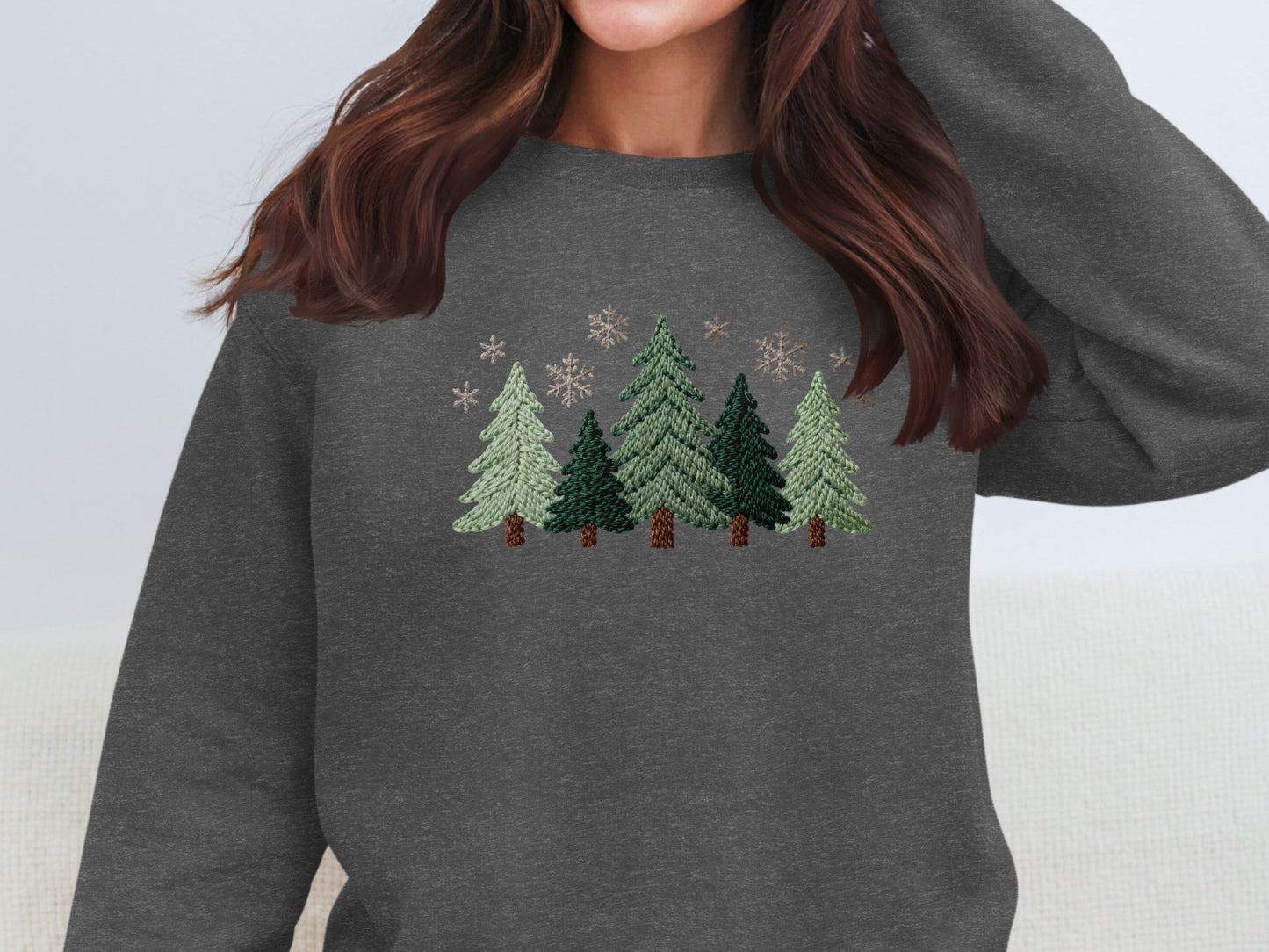 Cozy Winter Forest Embroidered Sweatshirt Product