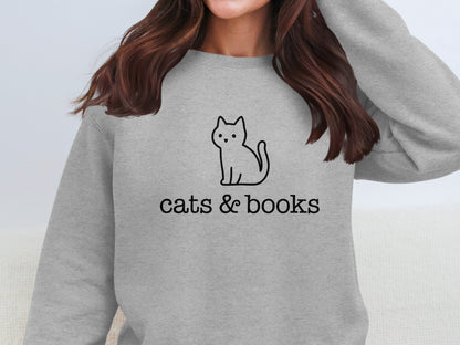 Cats and Books Graphic Sweatshirt