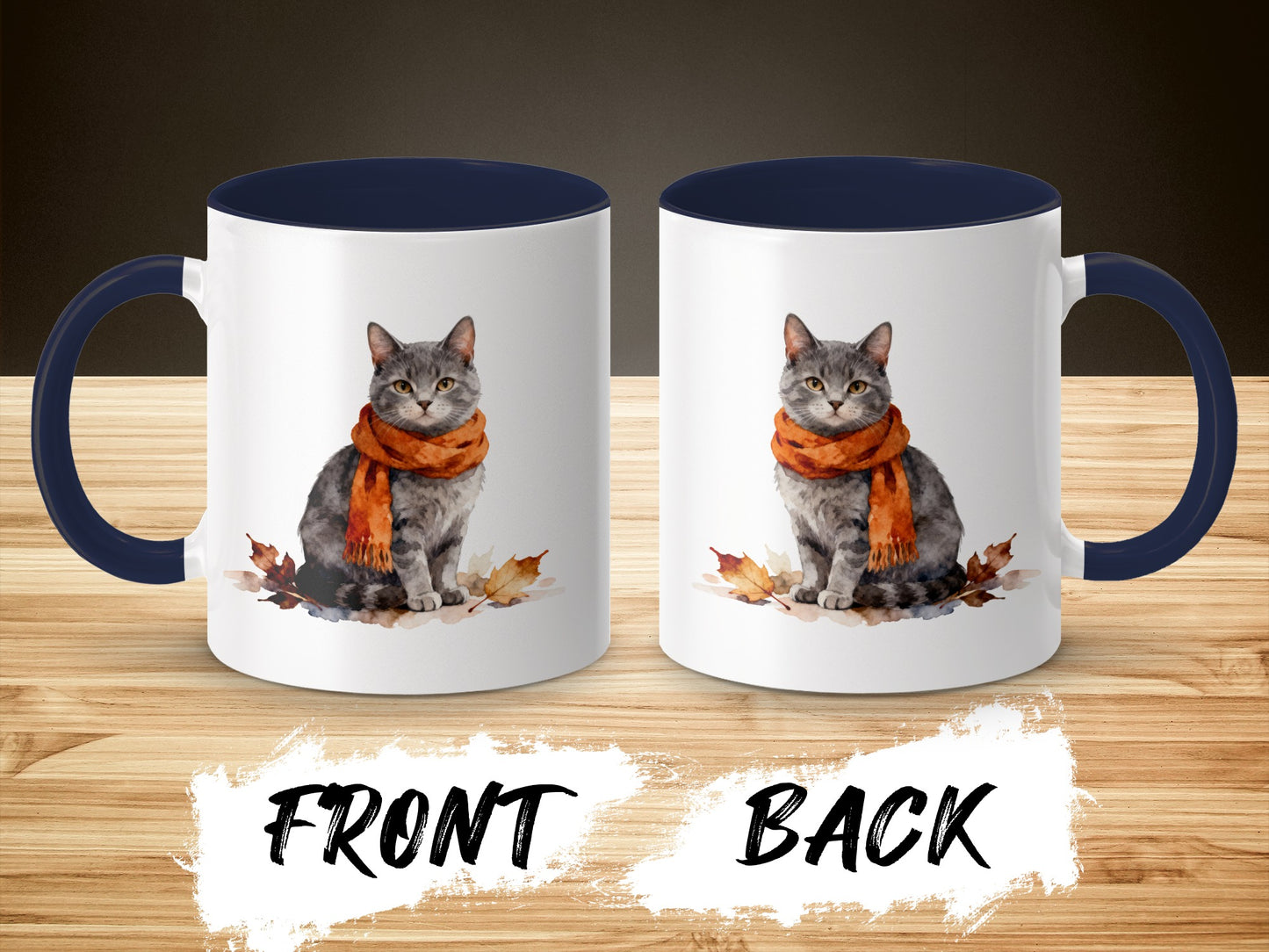 Cozy Cat Wearing Orange Scarf Printed Mug product