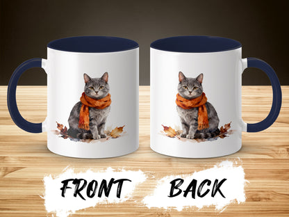 Cozy Cat Wearing Orange Scarf Printed Mug product