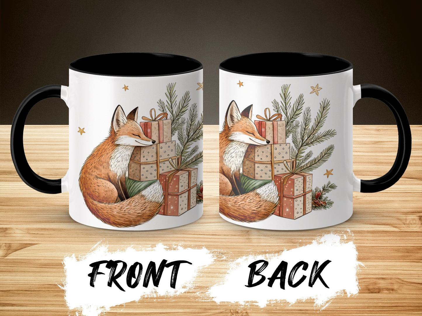 Christmas Fox With Gifts Illustration Mug