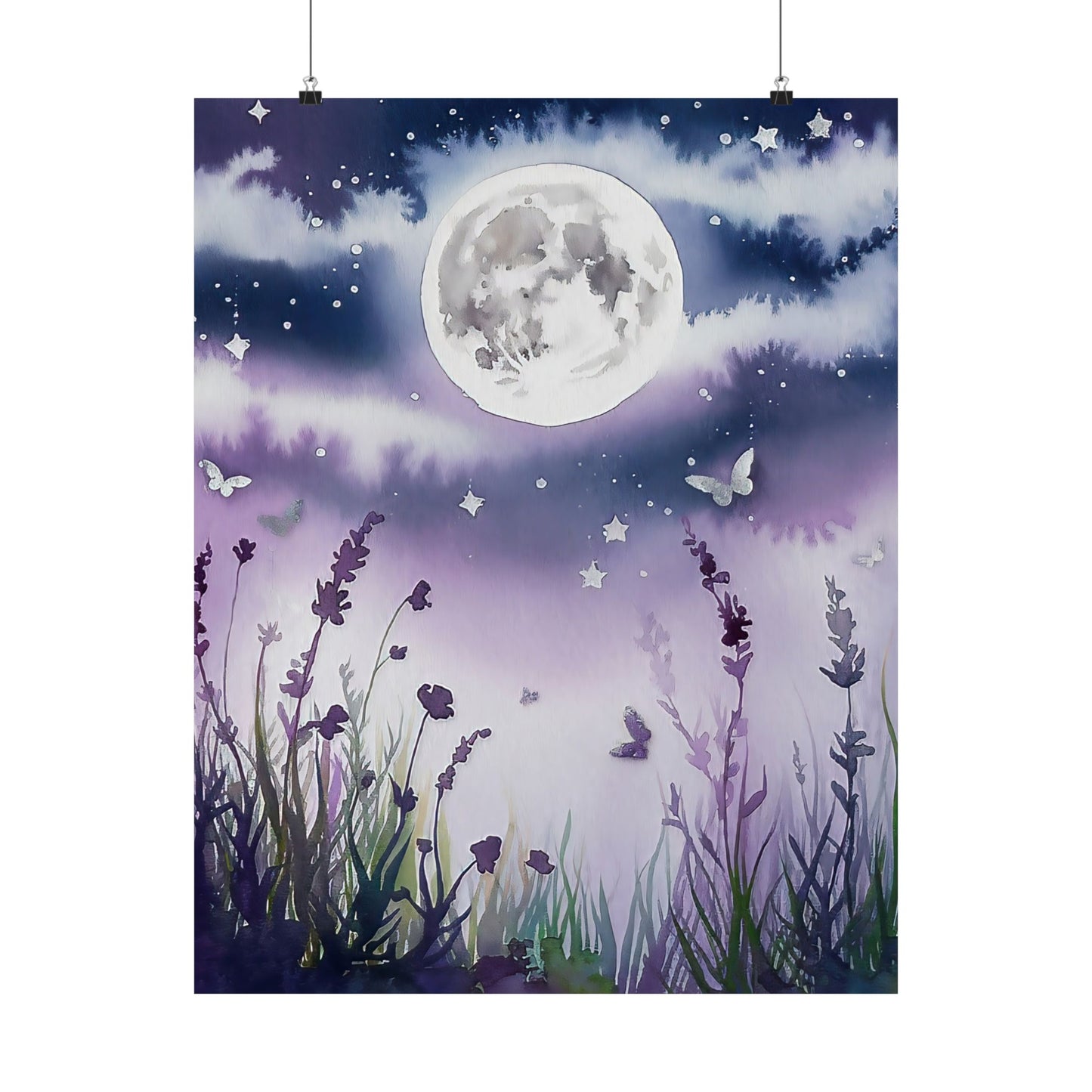 Moonlit Flowers Poster