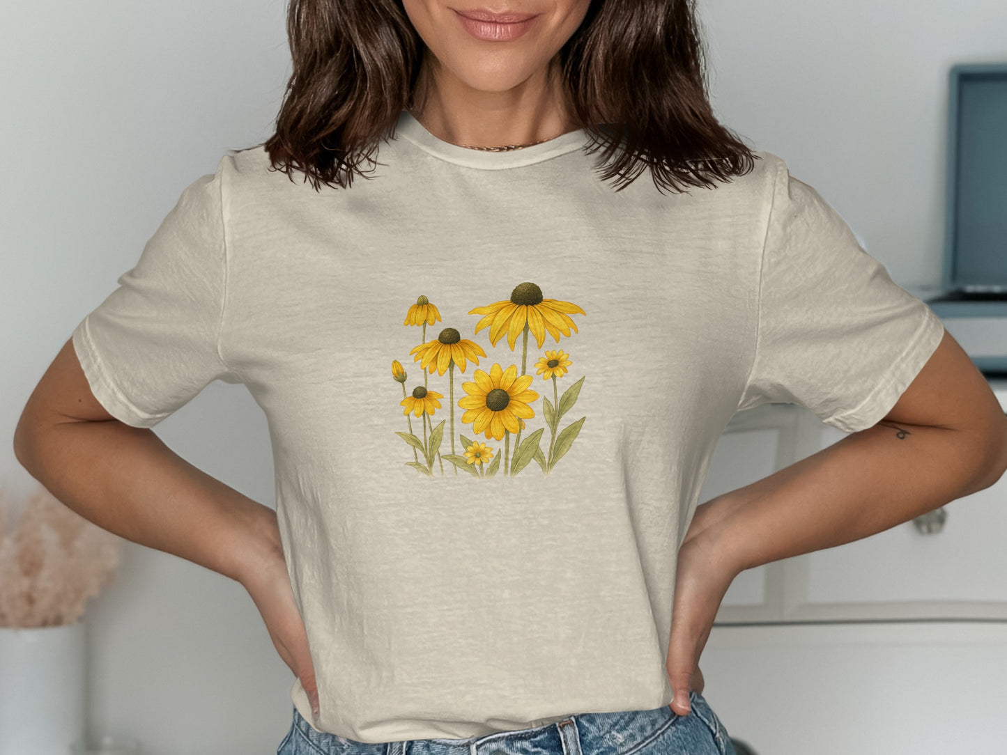 Yellow Floral Graphic Print Women's Shirt product
