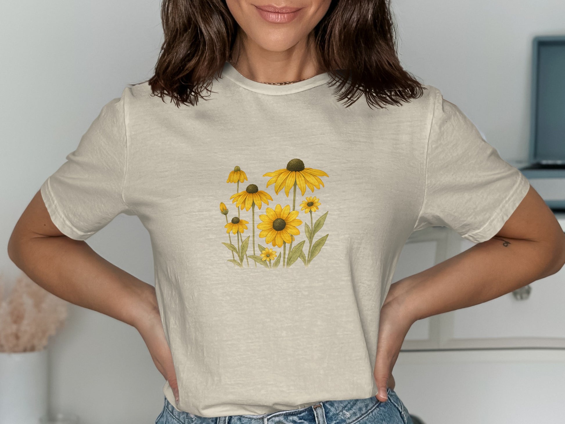 Yellow Floral Graphic Print Women's Shirt product