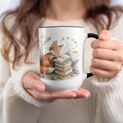 Fox Reading by the Books Mug Perfect Coffee Cup