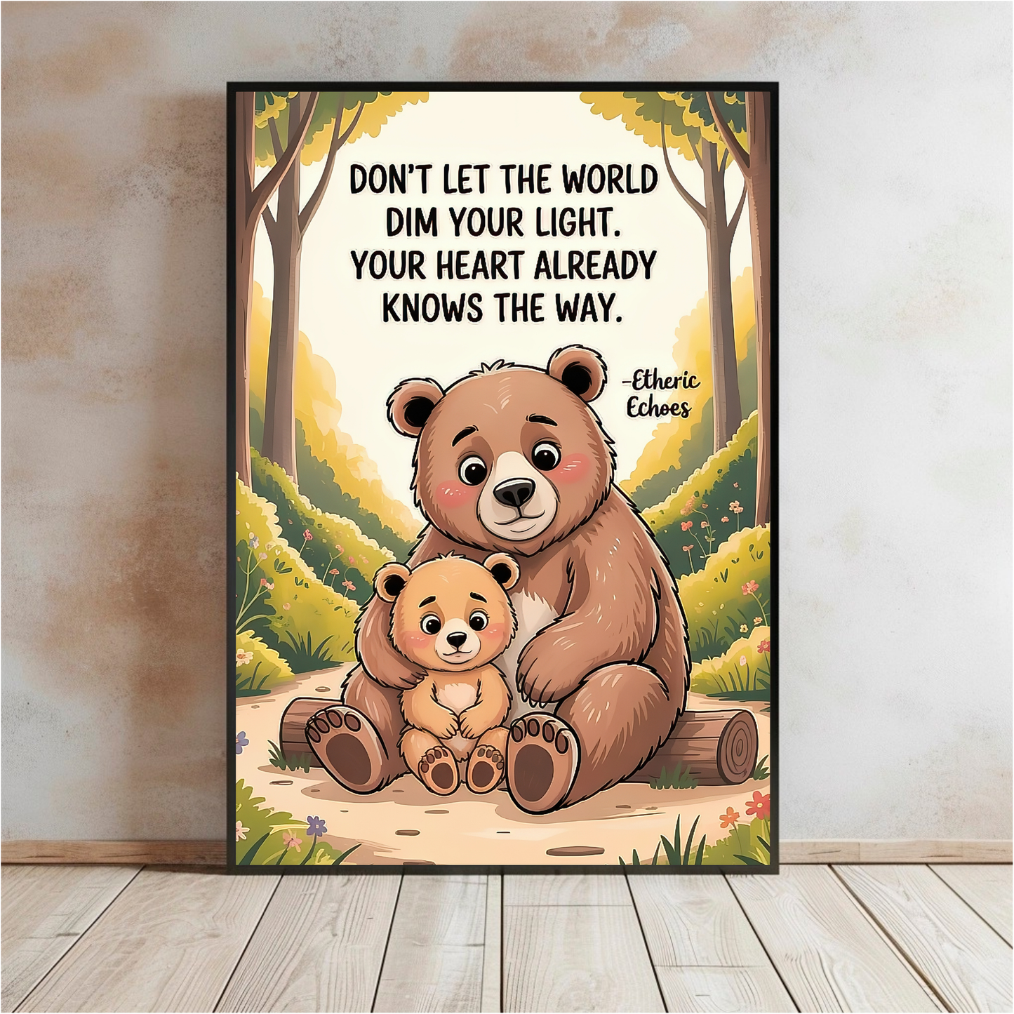 Bear Hug Wall Art Printable Don't Let The World Dim Your Light Inspirational Decor