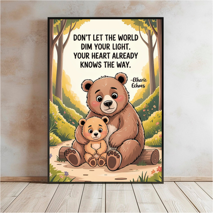 Bear Hug Wall Art Printable Don't Let The World Dim Your Light Inspirational Decor