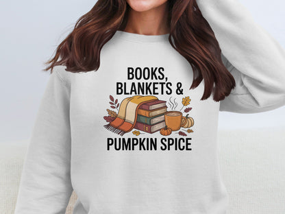Books Blankets and Pumpkin Spice Cozy Sweatshirt