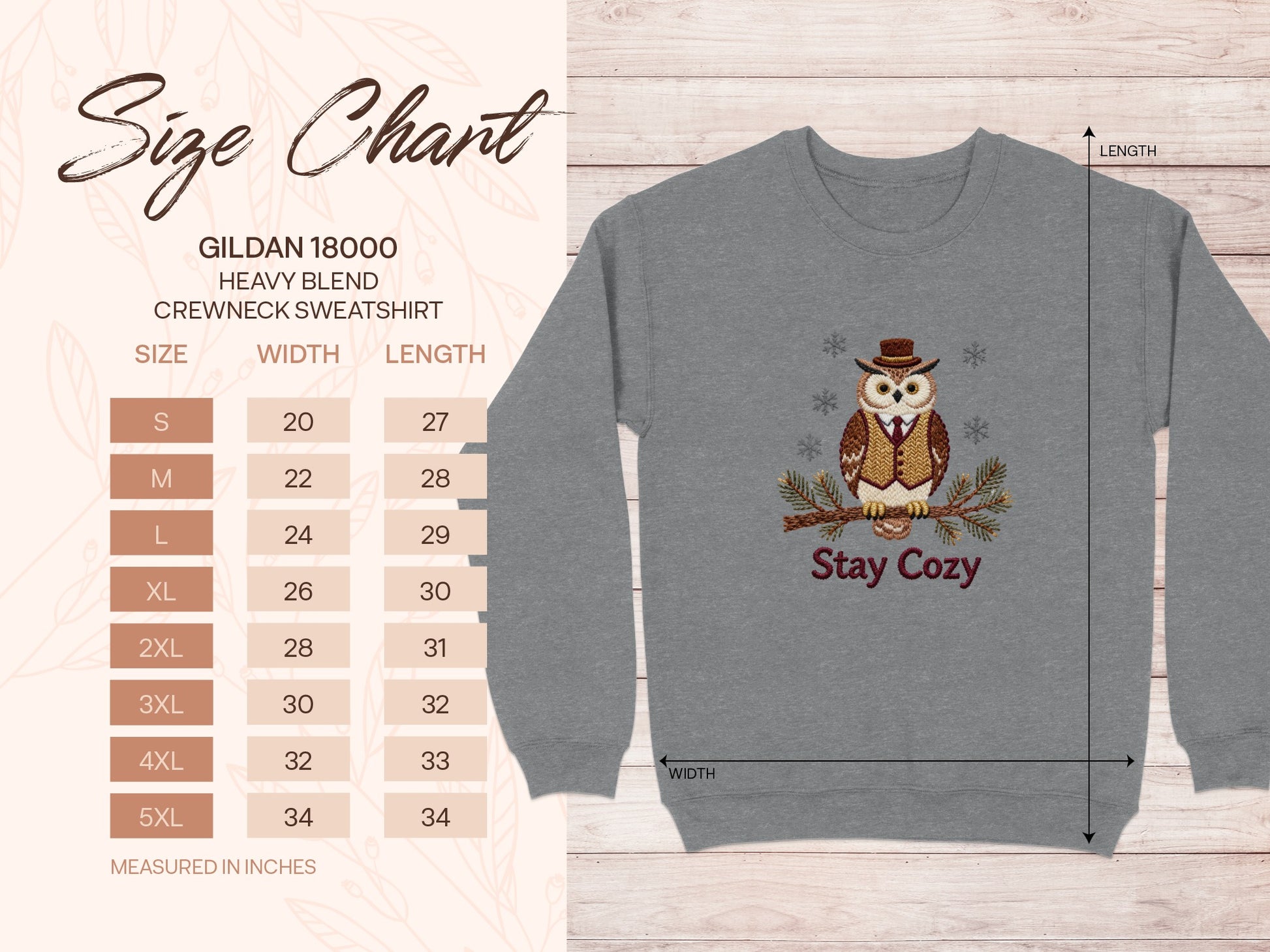 Stay Cozy Owl Graphic Heavy Blend Crewneck Sweatshirt