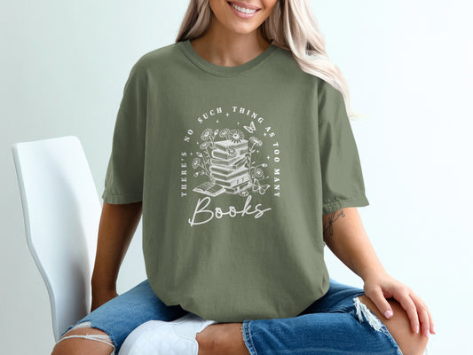 Too Many Books Slogan Graphic Tee Shirt product type