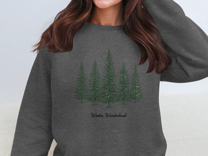 Winter Wonderland Trees Cozy Graphic Sweatshirt