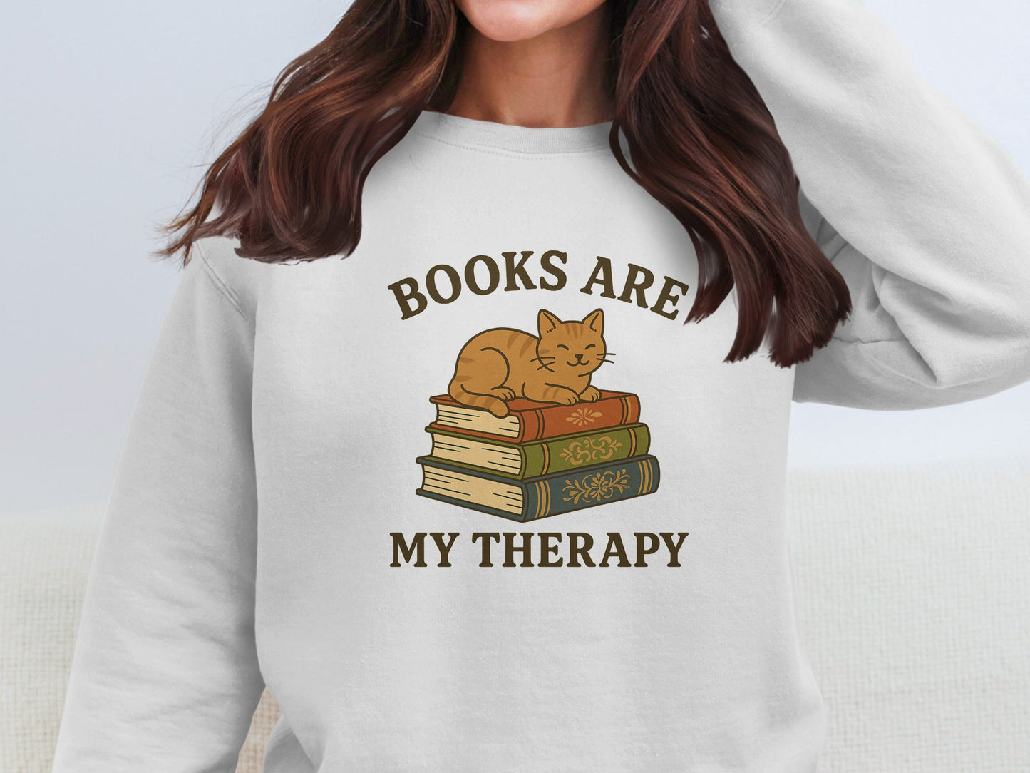 Books Are My Therapy Cozy Sweatshirt
