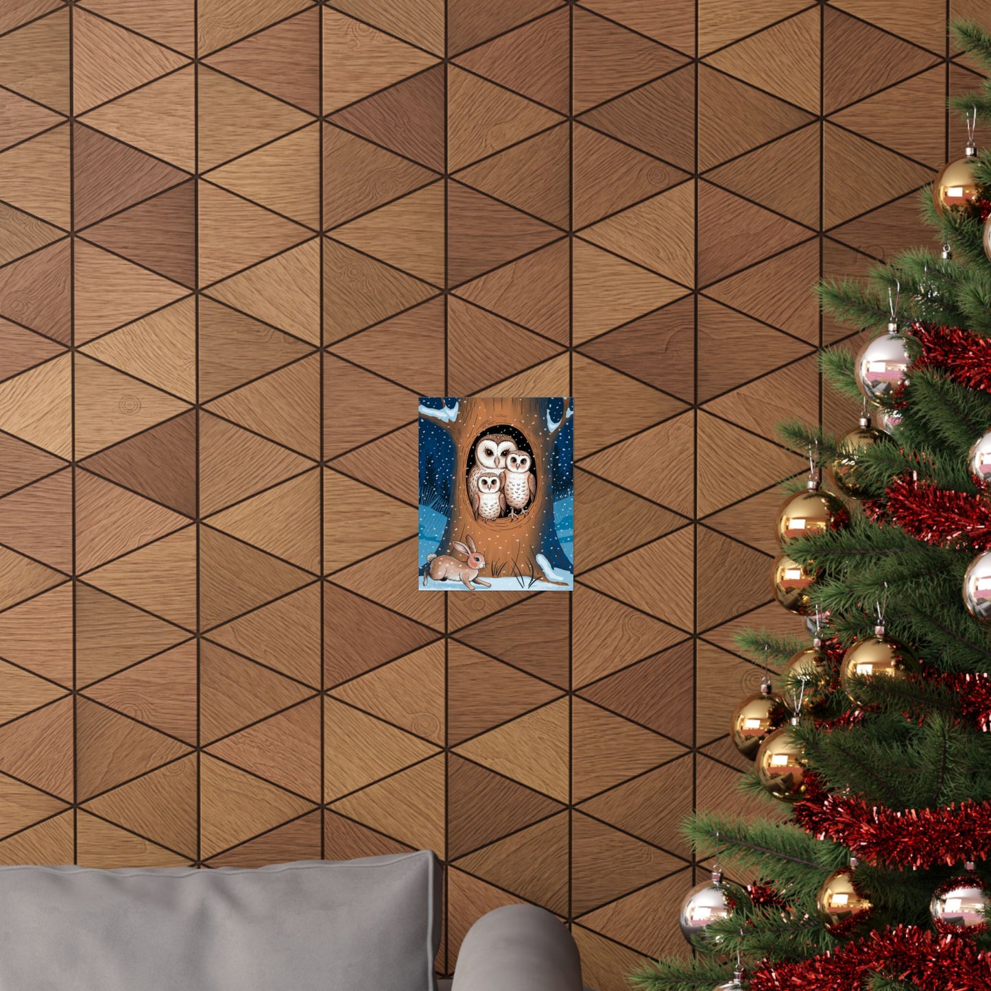Owl Family In Tree Poster
