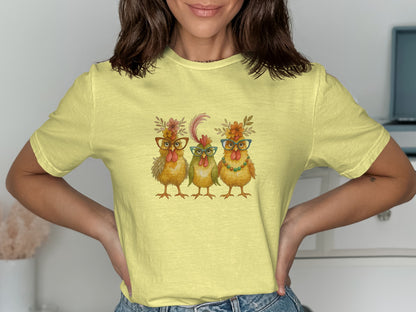 Colorful Cute Chickens Graphic Novelty Shirt product