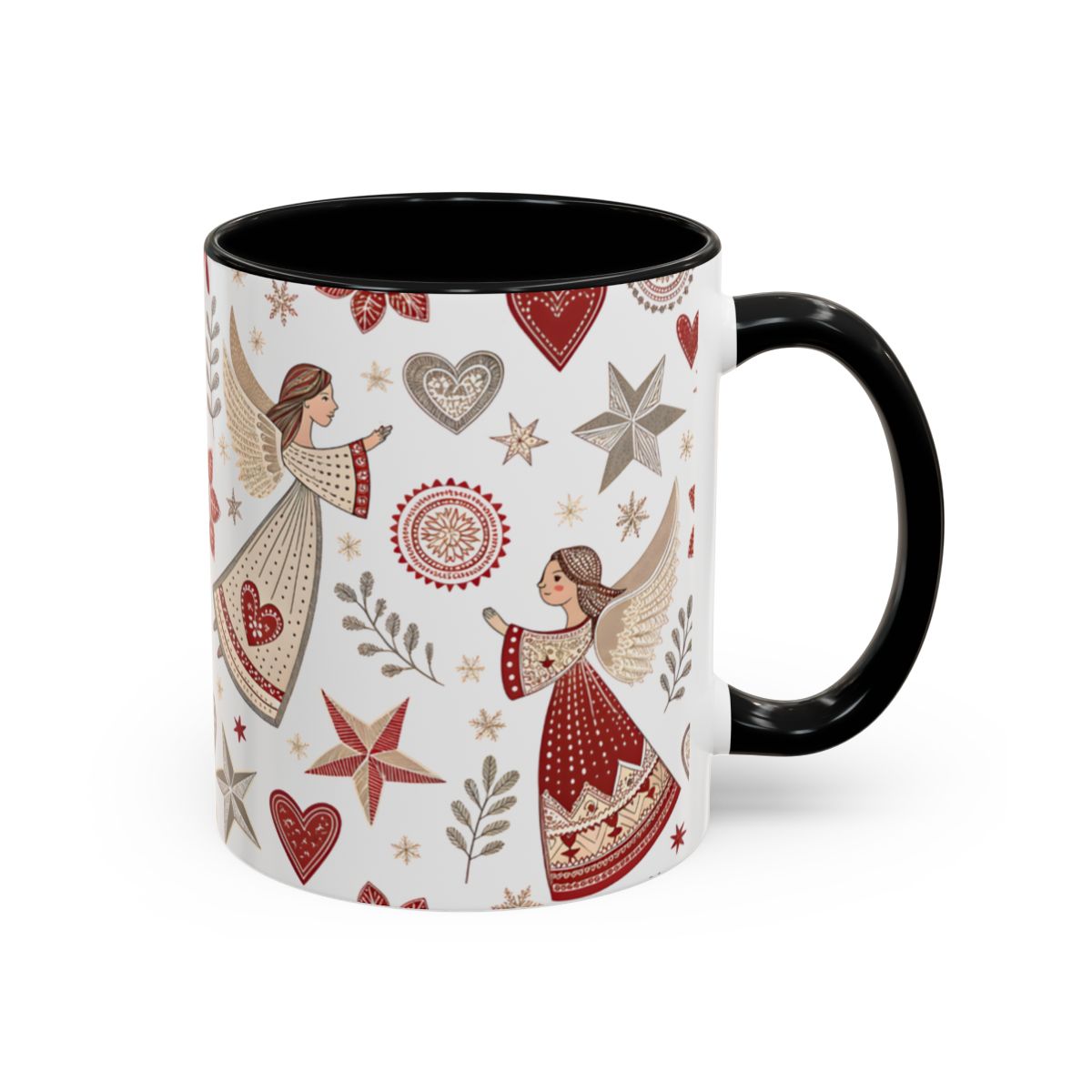 Festive Angels and Hearts Themed Coffee Mug
