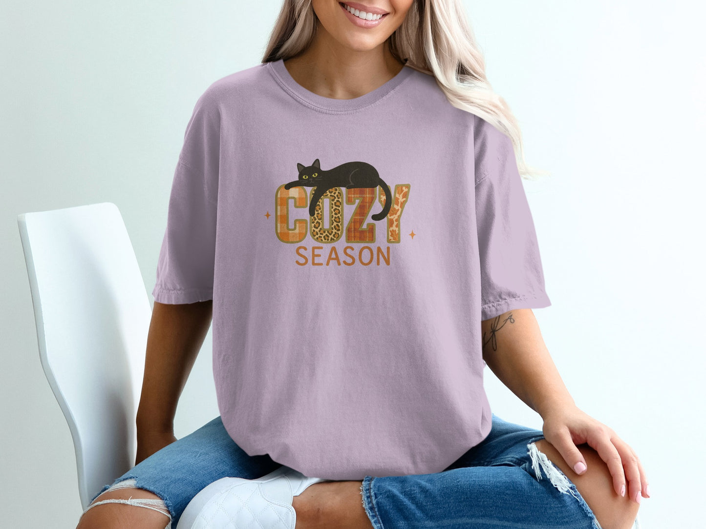 Cozy Season with Black Cat Graphic T-Shirt product