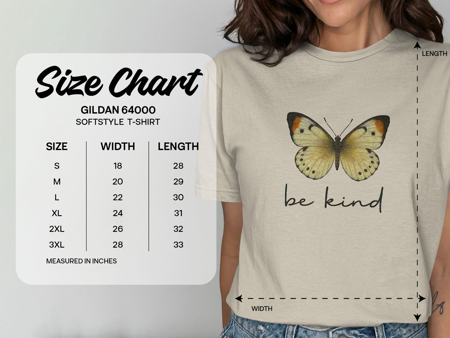Be Kind Butterfly Graphic Gildan 64000 T-Shirt product type