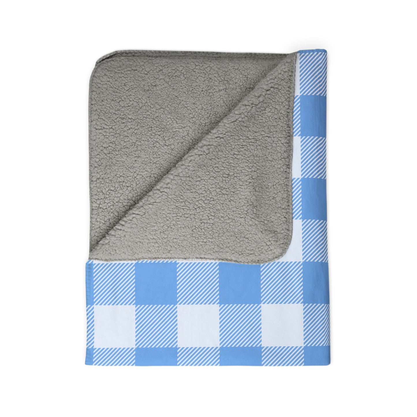 Cozy Blue Gingham Family Name Blanket