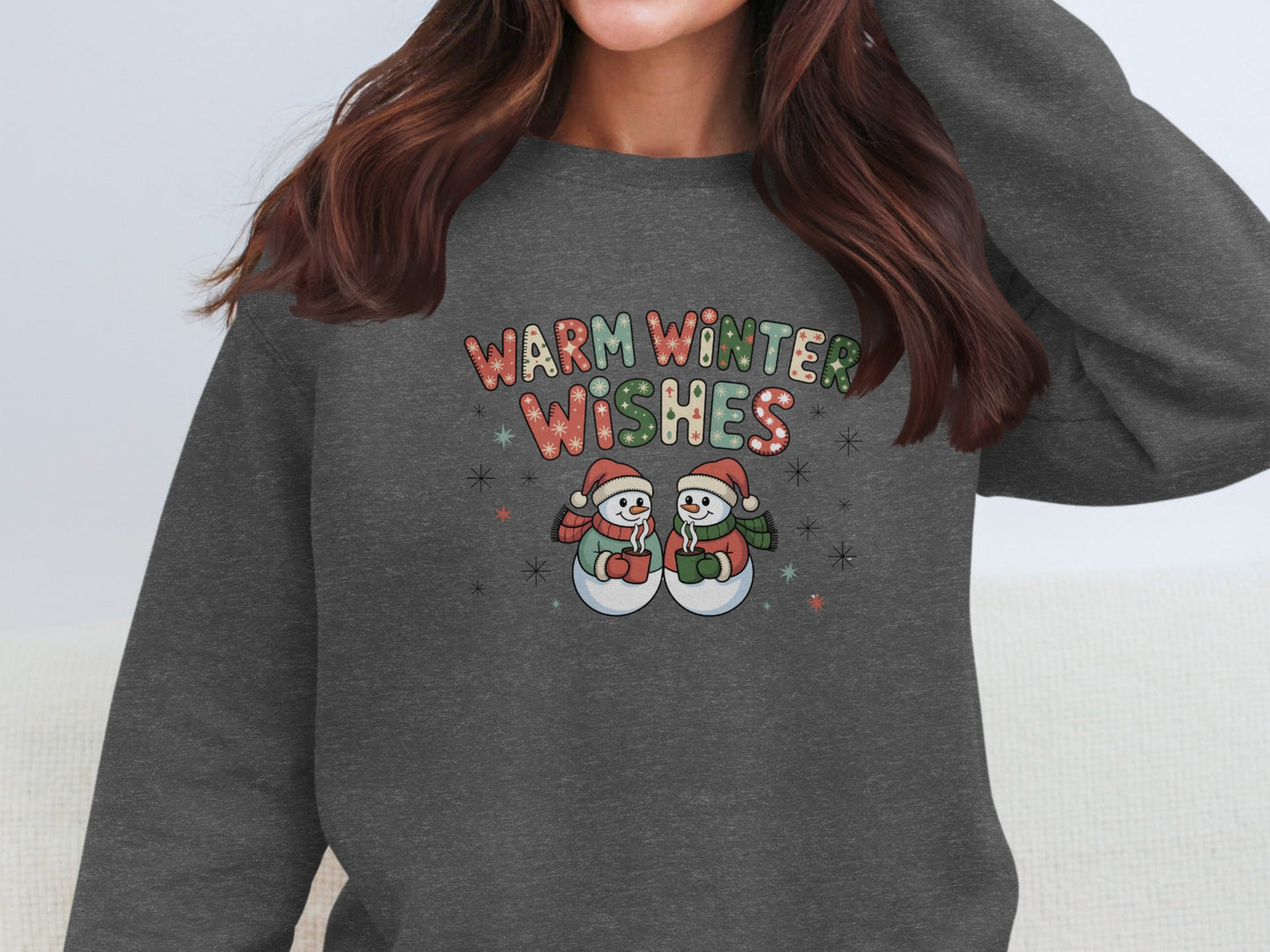 Warm Winter Wishes Snowmen Graphic Sweatshirt