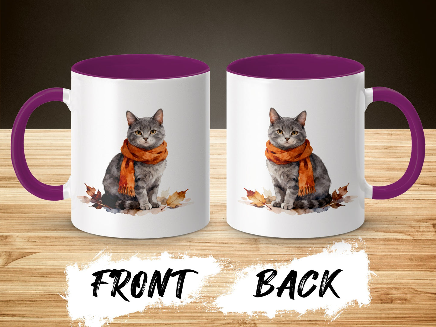 Cute Cat with Orange Scarf Printed on Mug product