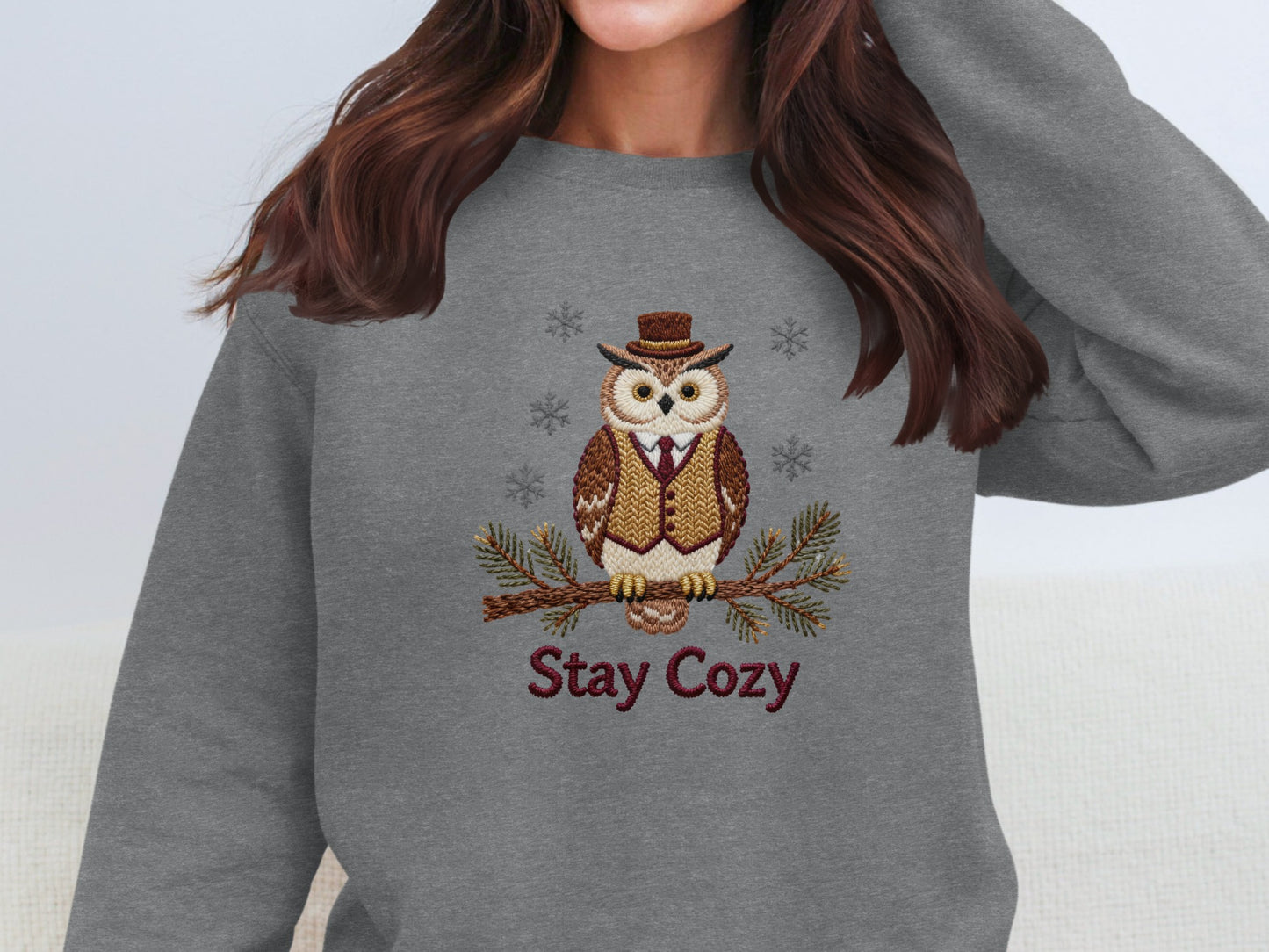 Cozy Winter Owl Graphic Sweatshirt Product