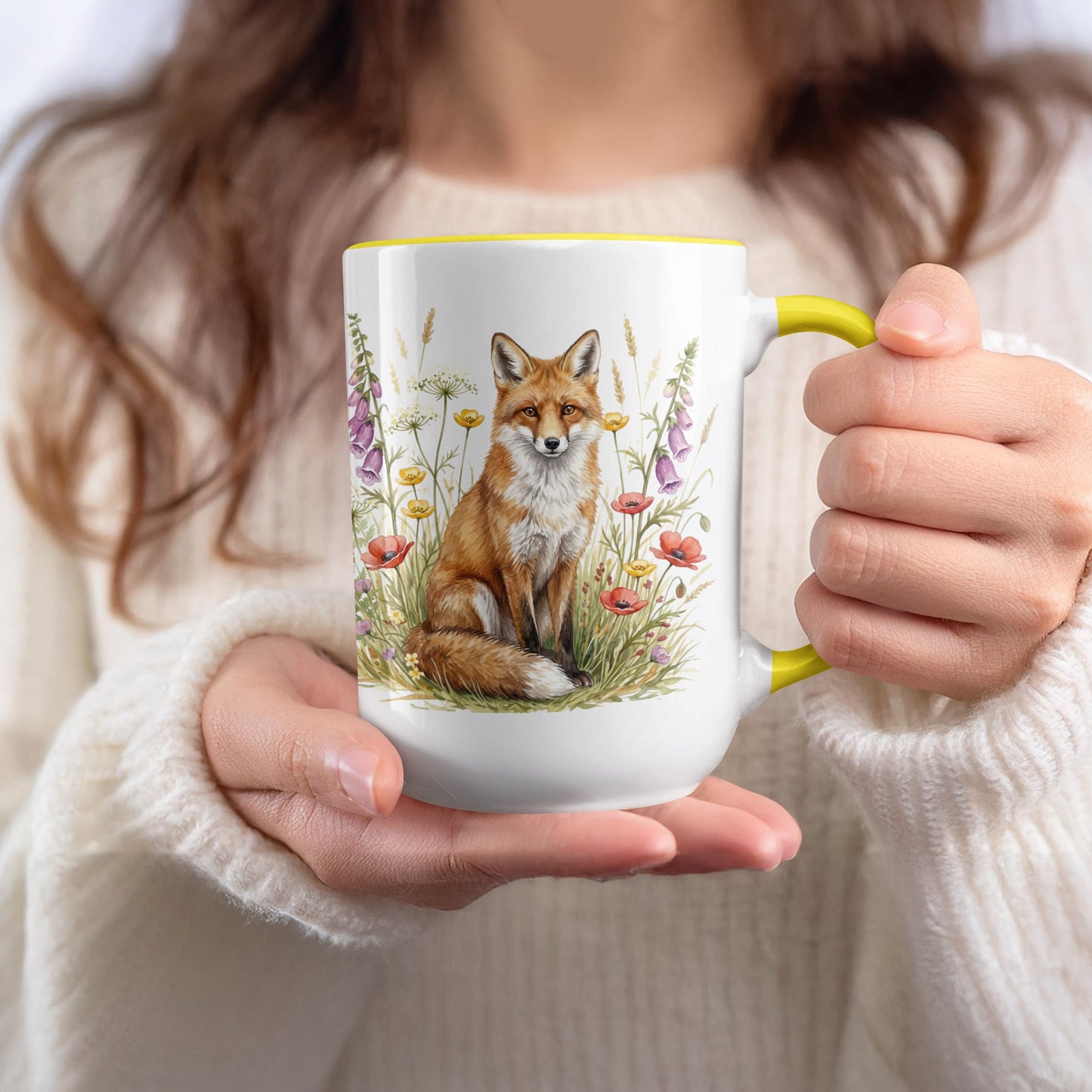 Fox in a Field of Flowers Coffee Mug