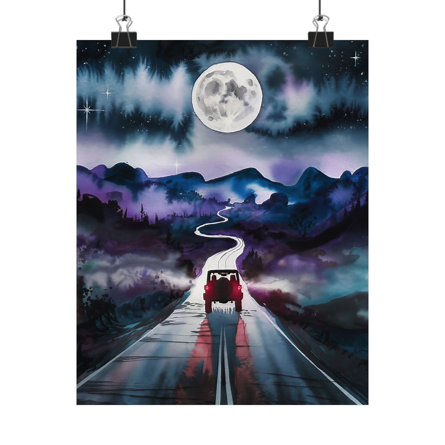 Jeep Driving into The Mountains Poster