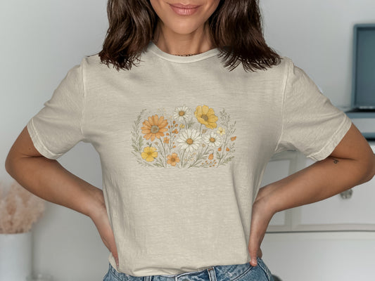 Cheerful Flower Design Casual T-Shirt product