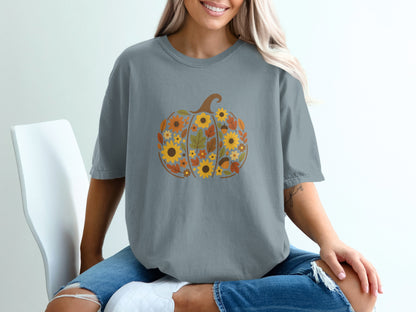 Cute Floral Pumpkin Graphic Women's T-Shirt product type