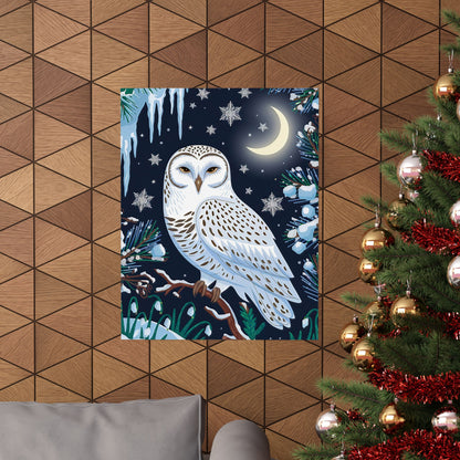 Snow Owl On A Winter`s Night Poster