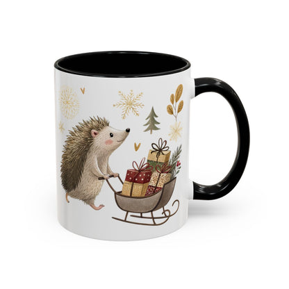 Festive Hedgehog with Sleigh Design Mug