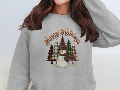 Happy Holidays Snowman with Trees Sweatshirt Product