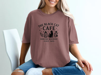 The Black Cat Cafe Graphic Tee Stylish Casual Product