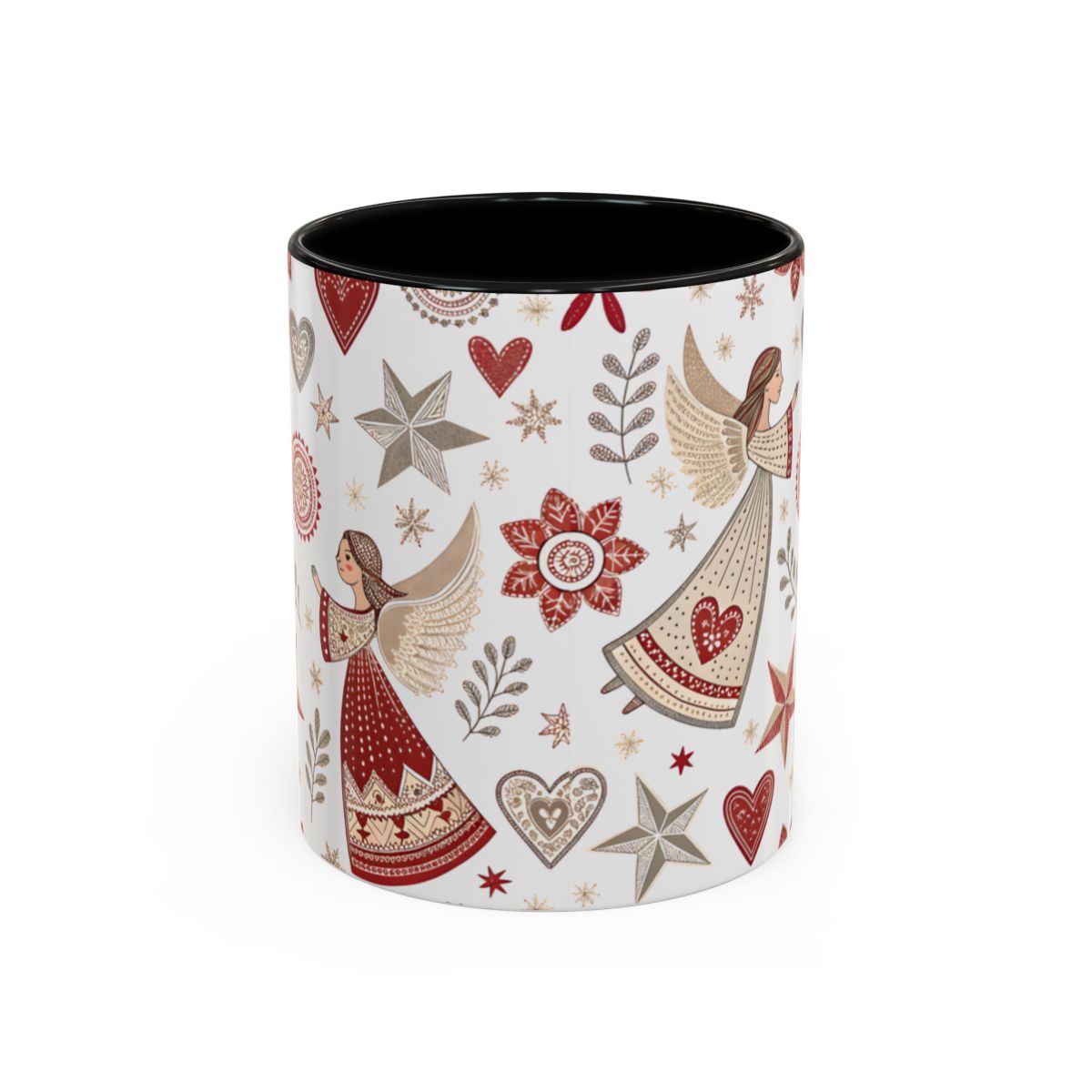 Festive Seasonal Angels and Hearts Design Mug