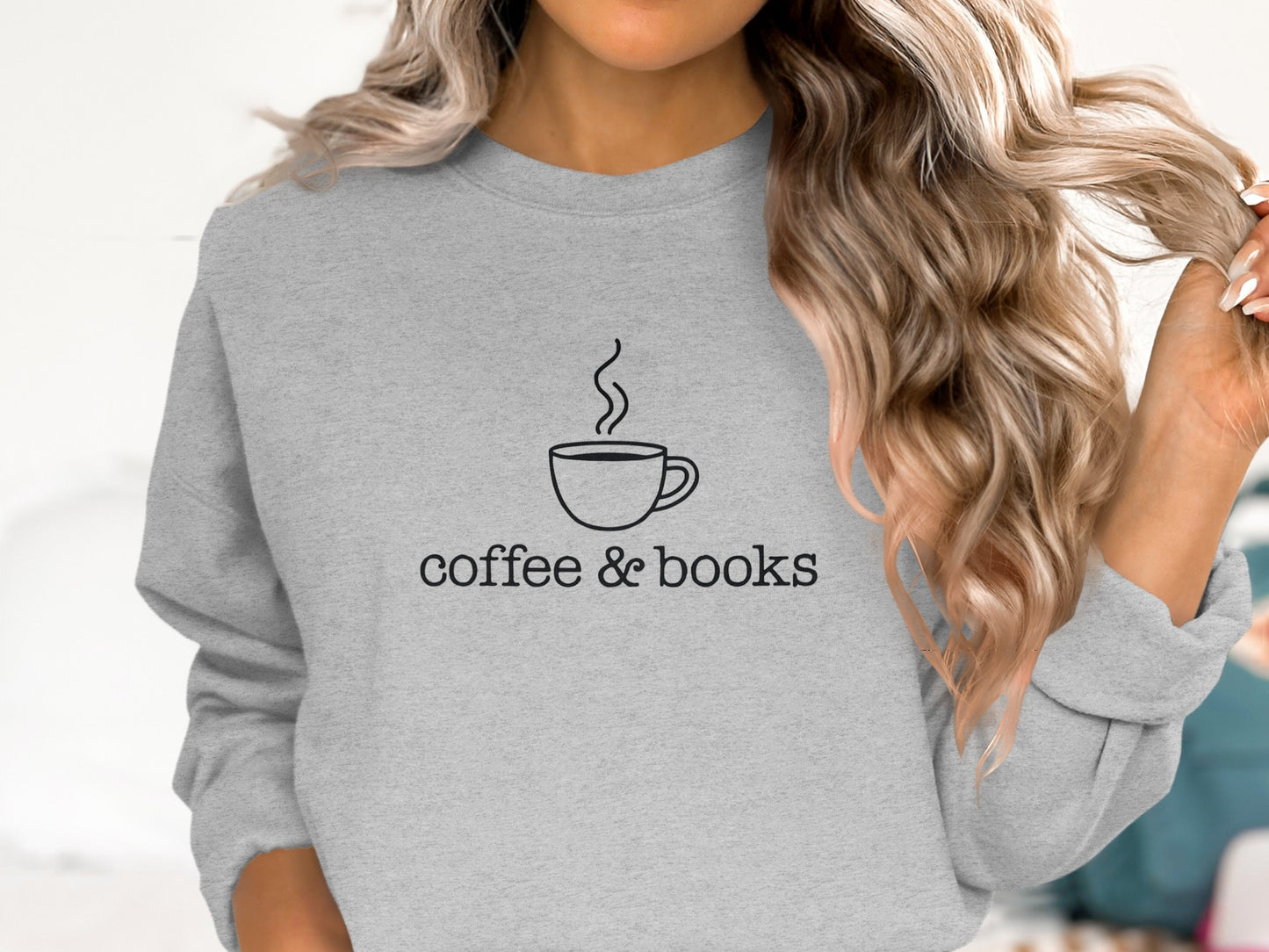 Coffee and Books Graphic Sweatshirt for Cozy Reading