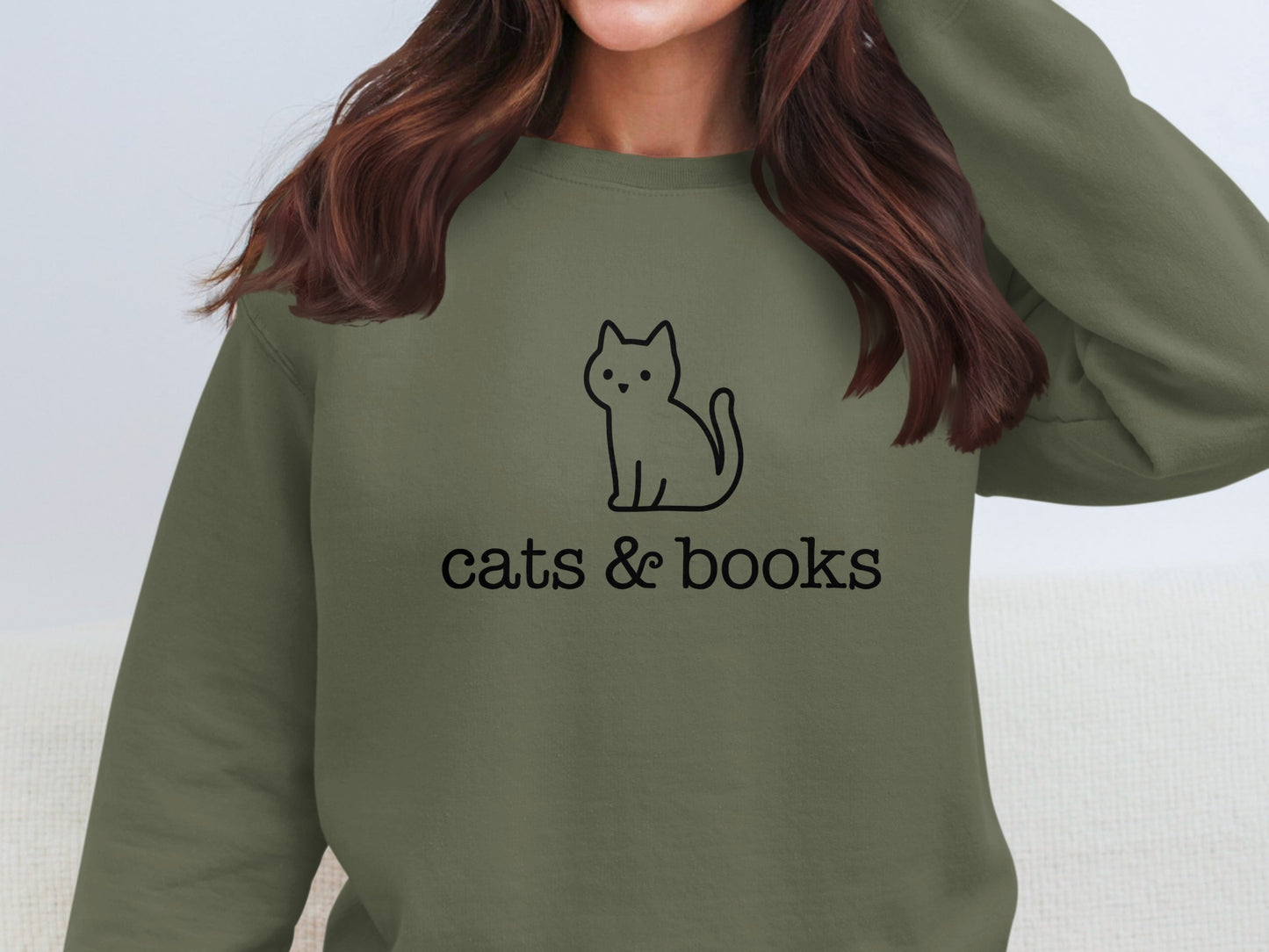 Cozy Cats and Books Graphic Sweatshirt