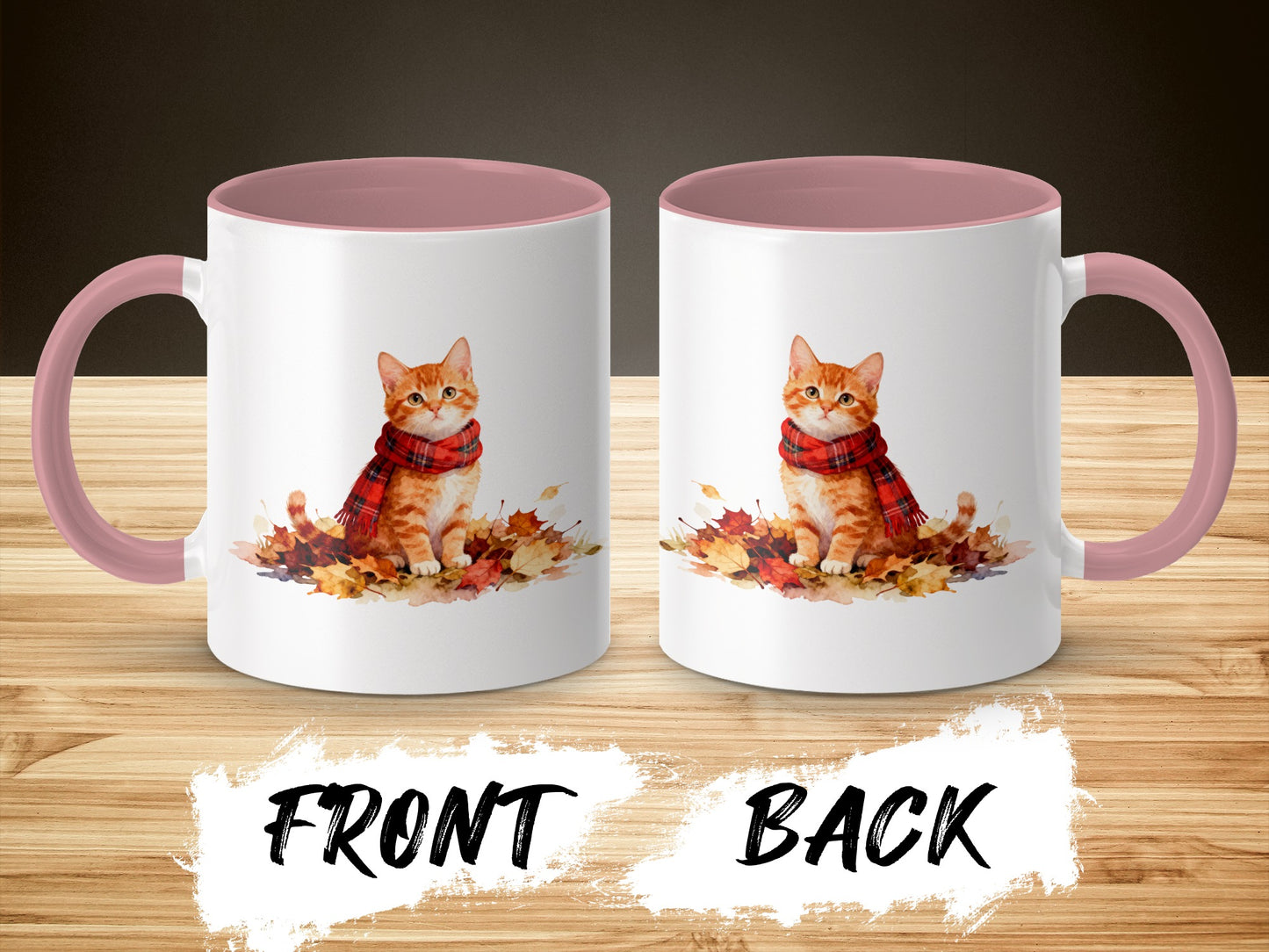 Adorable Cat With Scarf Autumn Leaves Mug product type