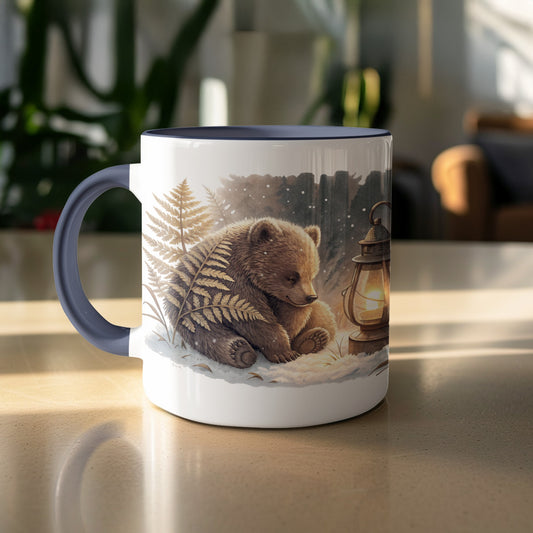 Adorable Bear and Lantern Artwork on Coffee Mug
