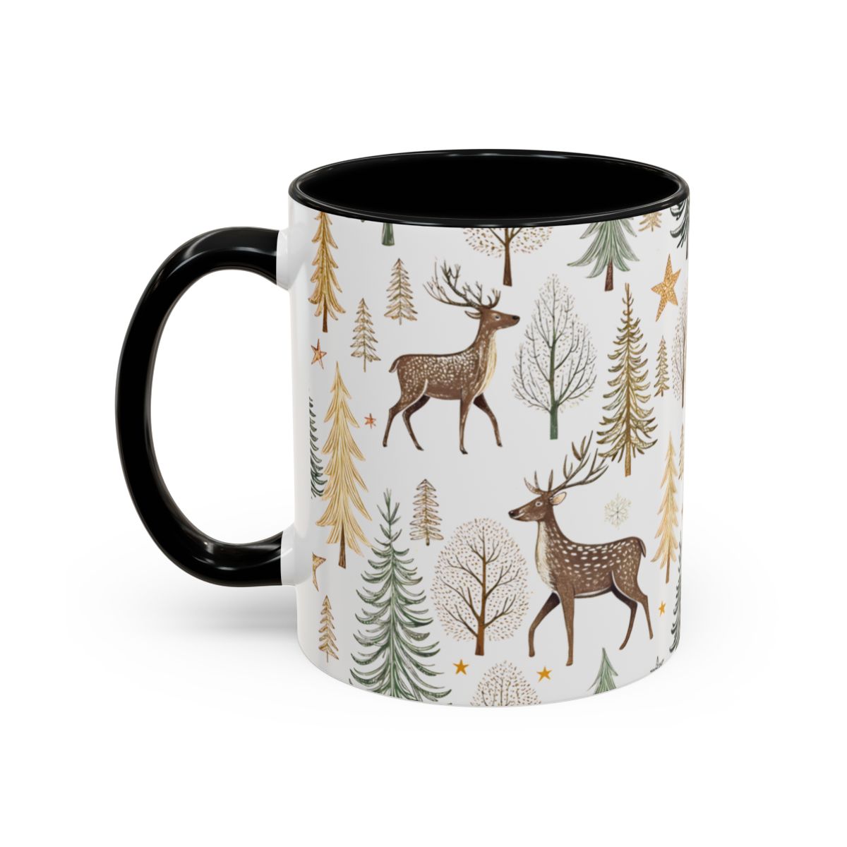 Festive Reindeer and Forest Design Coffee Mug