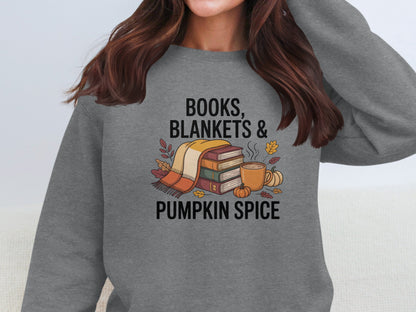 Cozy Books Blankets and Pumpkin Spice Autumn Sweater