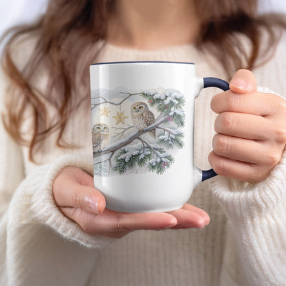 Charming Owl And Snowy Branch Winter Mug
