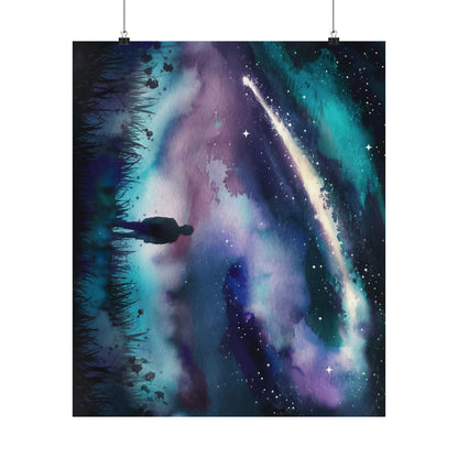 Man Looking Up At Starry Night Poster