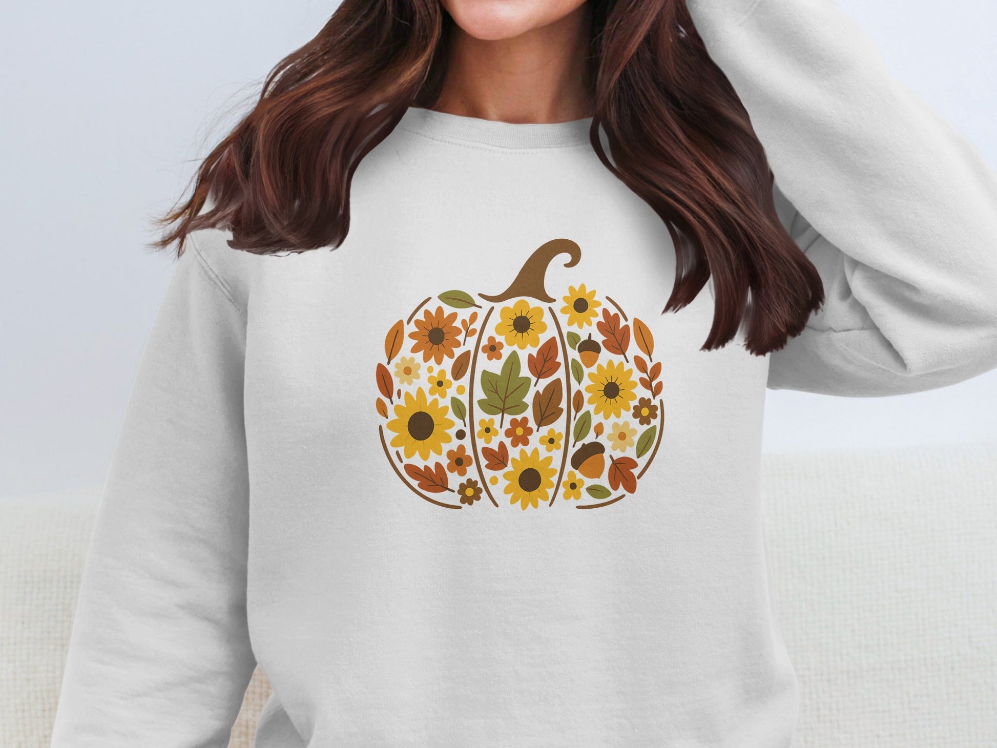 Fall Pumpkin Floral Design Sweater Celebrate Autumn